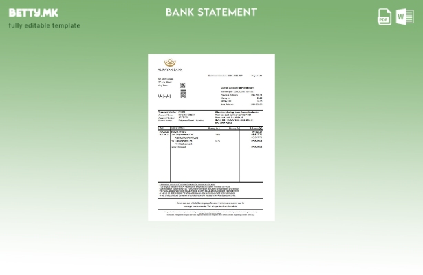 модерен стил Обединетото Кралство Ал Рајан банкарски извод на ексел шаблон